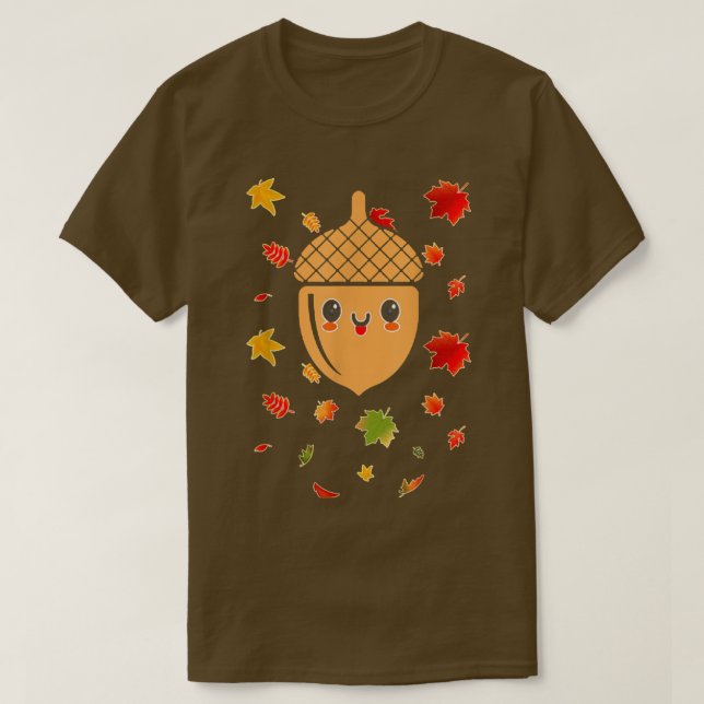 Niedliche Herbst-Acorn-Blätter Top für Herbstliebh (Design vorne)