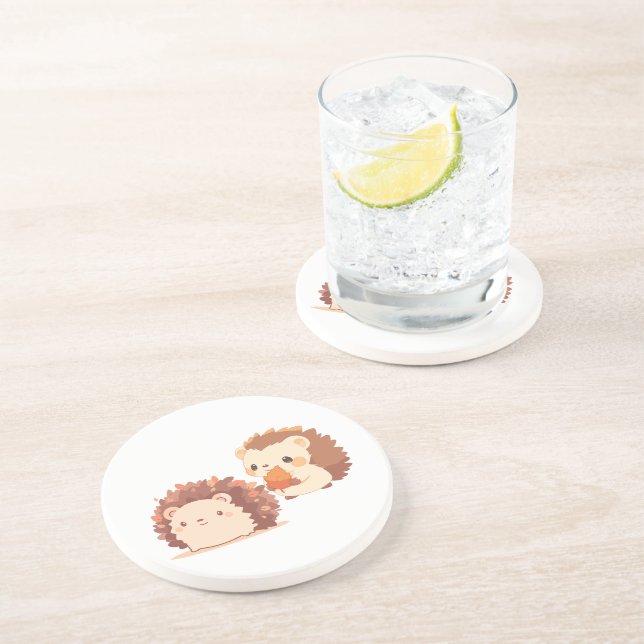 Niedliche Herbst-Igel - Kawaii Fall Forest Animes Getränkeuntersetzer (Seite)