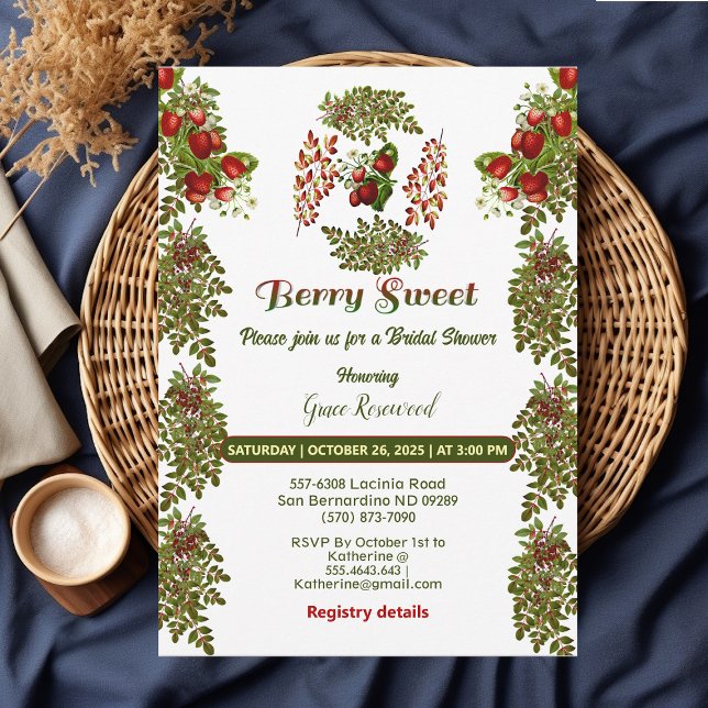 Niedliche Herbstblätter Herbst Berry Sweet Brautpa Einladung (Cute Fall Foliage Autumn Berry Sweet Bridal Shower Invitation)
