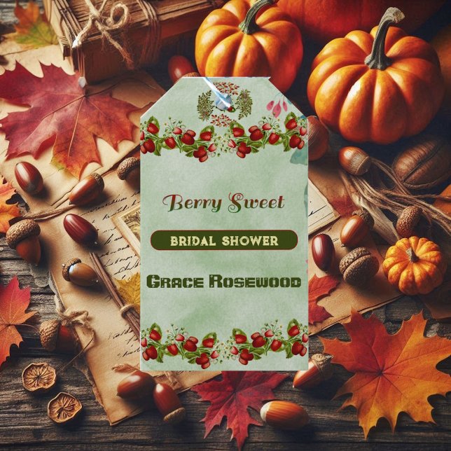 Niedliche Herbstblätter Herbst Berry Sweet Brautpa Geschenkanhänger (Cute Fall Foliage Autumn Berry Sweet Bridal Shower Gift Tags)