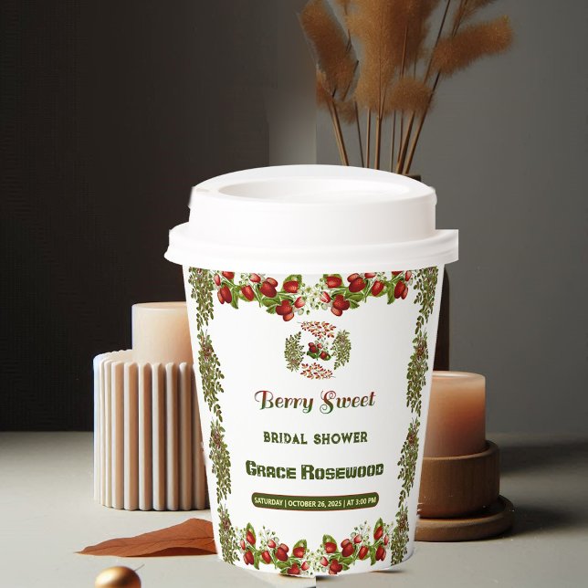Niedliche Herbstblätter Herbst Berry Sweet Brautpa Pappbecher (Cute Fall Foliage Autumn Berry Sweet Bridal Shower Paper Cups)