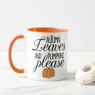 Niedliche Herbstblätter und Pumpkins Bitte Kaffee Tasse