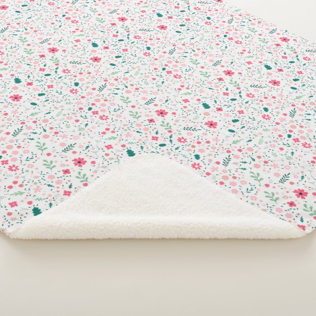 Niedliche Herbstfarben Illustriertes Blumenmuster Sherpadecke (3/4)