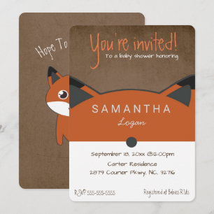 Niedliche Herbstfox Kinderdusche Einladung