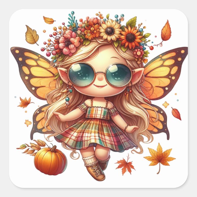 Niedliche Herbstkleber Quadratischer Aufkleber (Vorderseite)