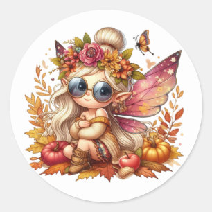 Niedliche Herbstkleber Runder Aufkleber