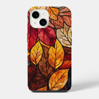 niedliche Herbstlaube aus Buntglas iPhone 14 Hülle