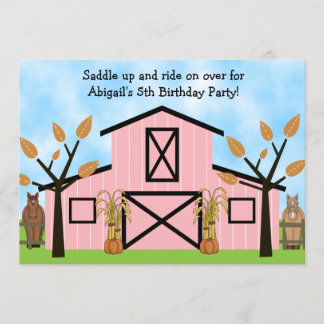 Niedliche Herbstpferde und rosafarbenes Stallpferd Einladung