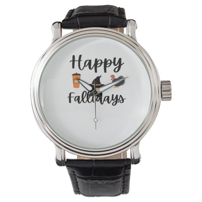 Niedliche Herbstsaison Happy Fallidays Erntedank H Armbanduhr (Vorderseite)