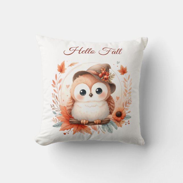 Niedliche Herbstschale auf einer Zweigniederlassun Kissen (Vorderseite)