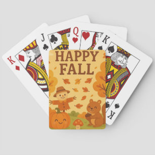 Niedliche Herbstszene mit Kürbis und Eichhörnchen Spielkarten