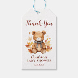 Niedliche Herbstteddy Bear Baby Dusche Danke für I Geschenkanhänger