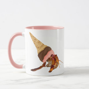 Niedliche Hermit Krabbe mit Eiscreme-Kone-Muschel Tasse
