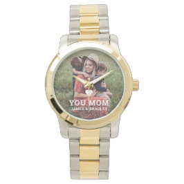 Niedliche Herz-Liebe Mama Muttertagsgeburt Foto Armbanduhr