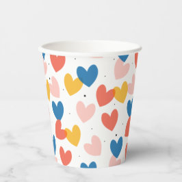 Niedliche Herz-Muster-Papiergruppen Pappbecher