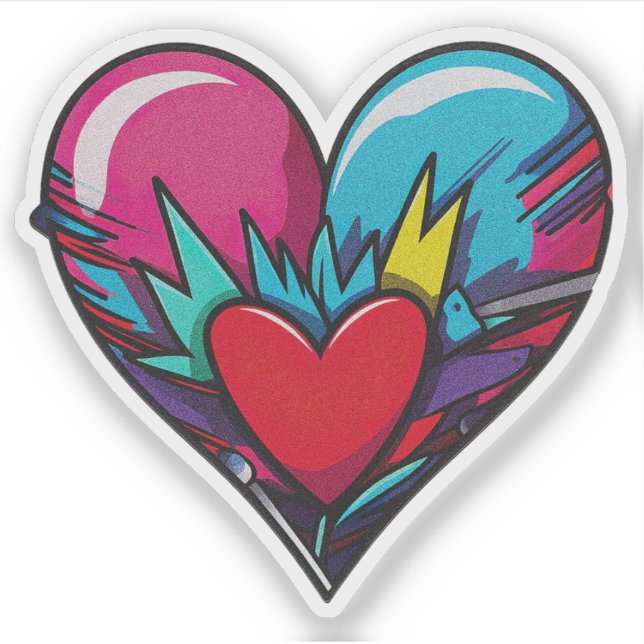 Niedliche Herzaufkleber - Valentinsticker Aufkleber (Vorderseite)