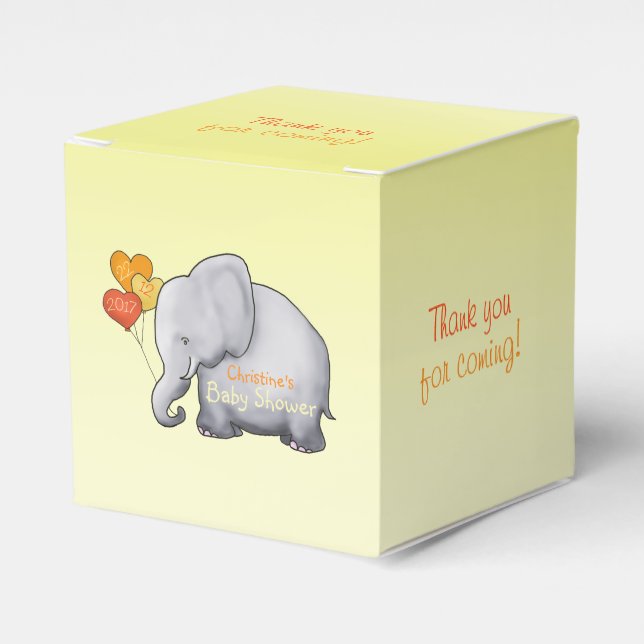 Niedliche Herzblasen Elephant Neutral Baby Dusche Geschenkschachtel (Vorderseite)