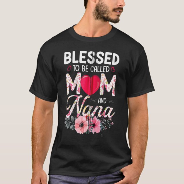 Niedliche Herzblüte gesegnet, als Mama und nan bez T-Shirt (Vorderseite)