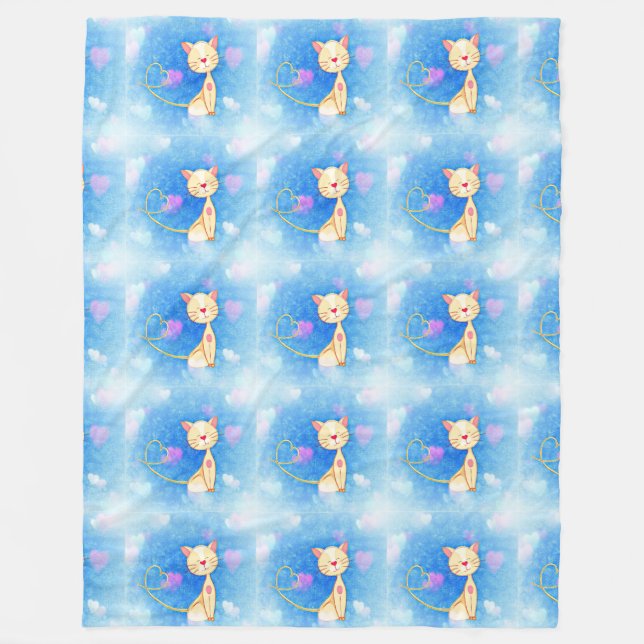niedliche Herzen des Katzenkätzchen Fleecedecke (Vorderseite)