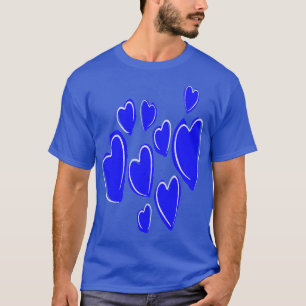 Niedliche Herzen Hand zeichnen Bold Blue Romantic T-Shirt
