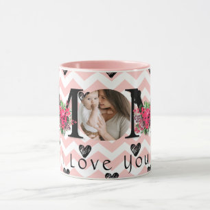 Niedliche HERZEN LIEBE SIE MAMA Foto Tasse Mutter