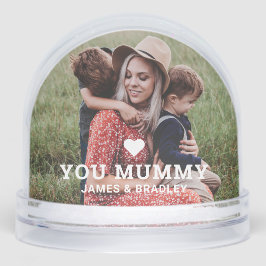 Niedliche HERZEN LIEBE SIE MUMMY Mother Day Foto Schneekugeln