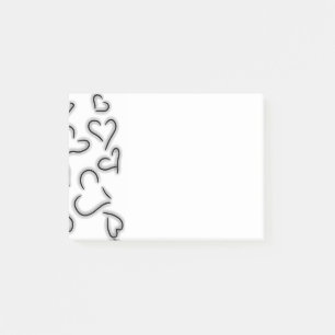 Niedliche Herzen Schwarz/Weiß Post-it Klebezettel