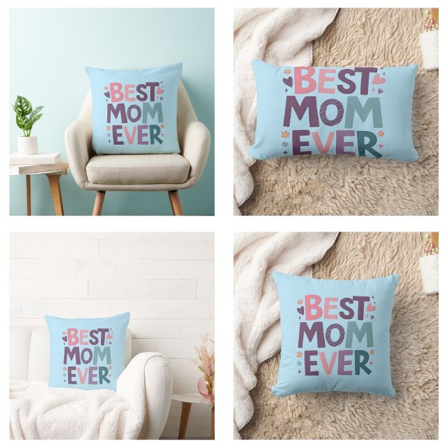 Niedliche Herzen und Blume Beste Mama je Lendenkissen (Cute Hearts and Flowers Best Mom Ever pillows)