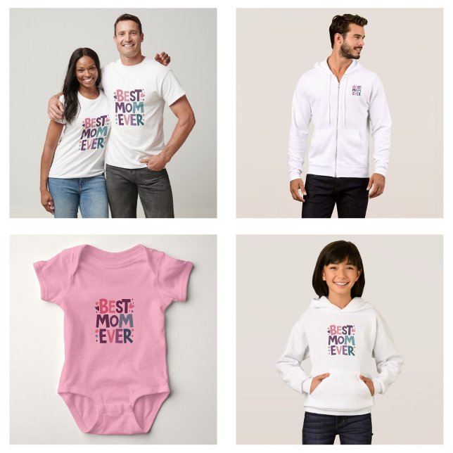 Niedliche Herzen und Blume Beste Mama je T-Shirt (Cute Hearts and Flowers Best Mom Ever clothing)