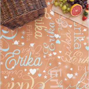 Niedliche Herzen und Sterne mit Namen auf Apricot Fleecedecke