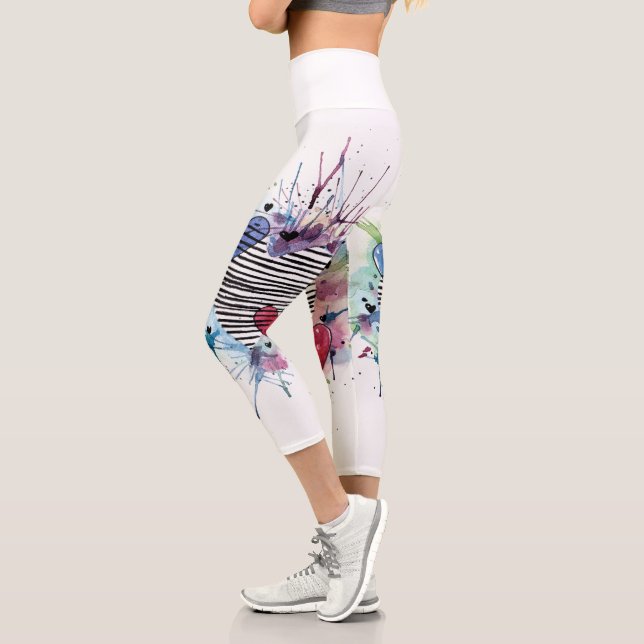 Niedliche Herzen und Waschen in Aquarellen Capri Leggings (Links)