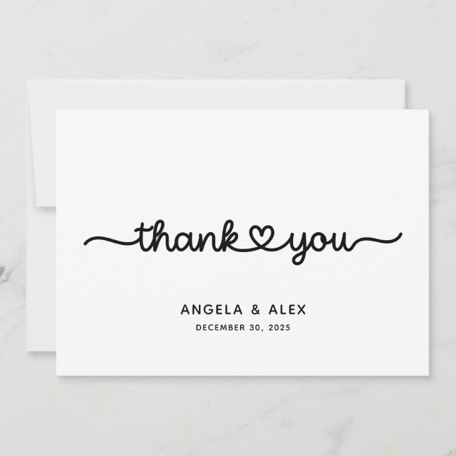 Niedliche Herzhochzeit Dankeskarte (Vorderseite)