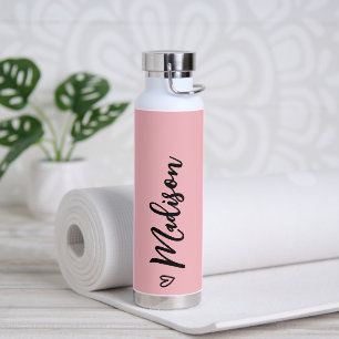Niedliche Herzkalligraphie Personalisiertes Schwar Trinkflasche