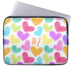 Niedliche Herzpastel Valentine Liebe Monogramm Laptopschutzhülle