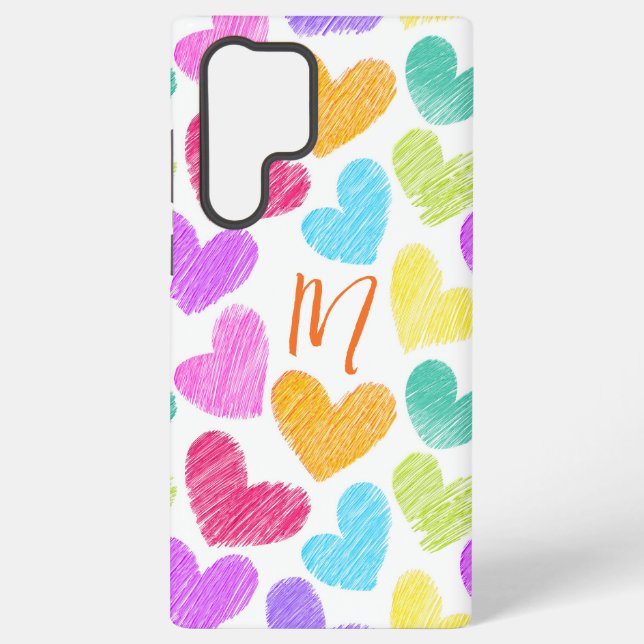 Niedliche Herzpastel Valentine Liebe Monogramm Samsung Galaxy Hülle (Rückseite)