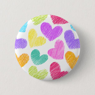 Niedliche Herzpastel Valentine Liebe Muster Button