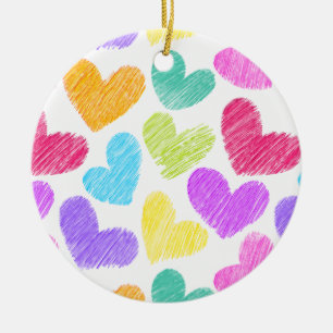 Niedliche Herzpastel Valentine Liebe Muster Keramik Ornament