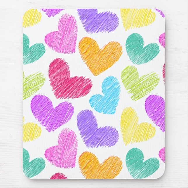 Niedliche Herzpastel Valentine Liebe Muster Mousepad (Vorne)