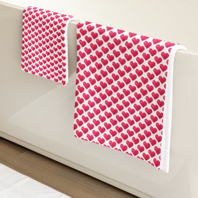 Niedliche Herzrhythmusstörungen Wasserfarben Einfa Badhandtuch Set (Von Creator hochgeladen)