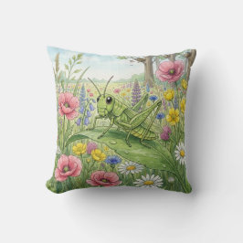 Niedliche Heuschrecke und Blumen Kleine Insekten  Kissen