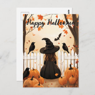 Niedliche Hexe Halloween Postkarte
