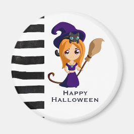 Niedliche Hexe im Lila HutHalloween Magnet