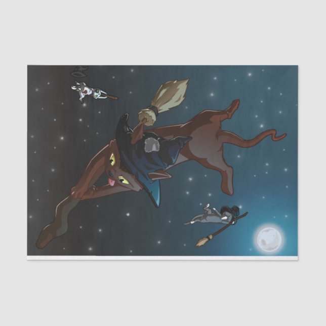 Niedliche Hexe-Katze gibt Illustration in die Seidenpapier (Vorderseite)