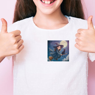 Niedliche Hexe mit Katzenknopf Button