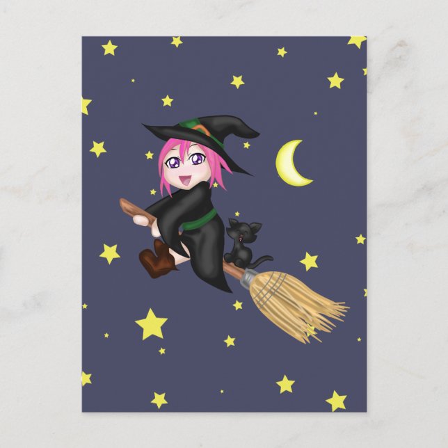Niedliche Hexe Postkarte (Vorderseite)
