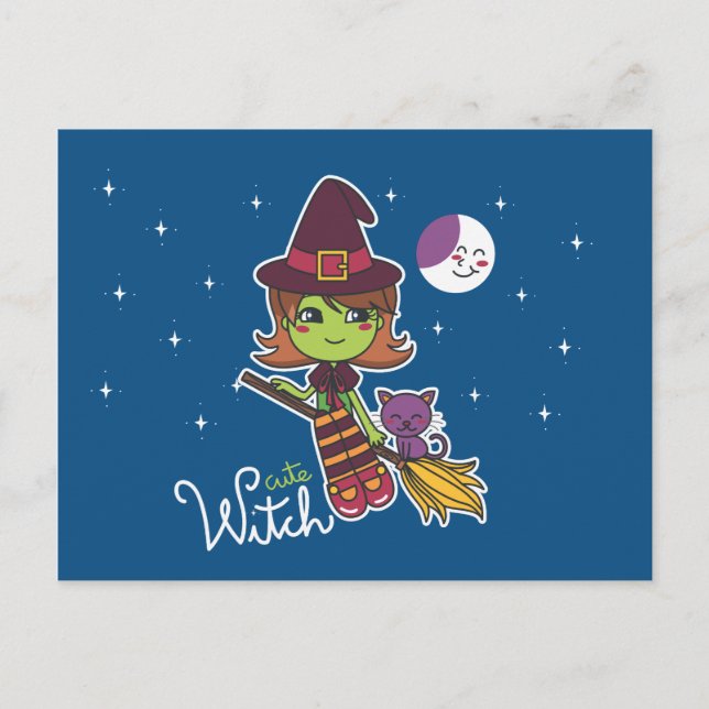 Niedliche Hexe Postkarte (Vorderseite)