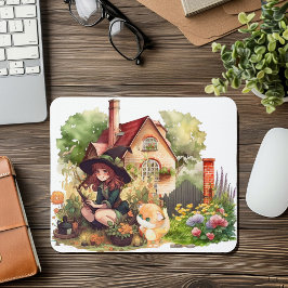 Niedliche Hexe und Foxmousepad Mousepad