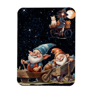 Niedliche Hexe und Happy Gnomes Flexible Foto Magn Magnet