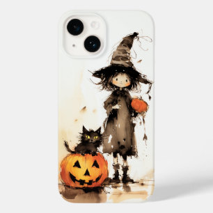 Niedliche Hexe und Schwarze Katze Halloween Case-Mate iPhone 14 Hülle