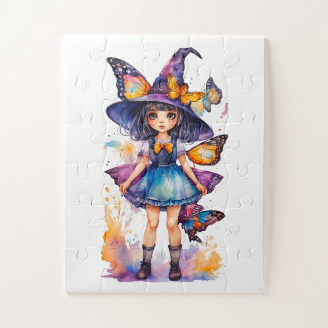 Niedliche Hexen und Schmetterlinge Puzzle (Vertikal)